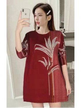 Tree Printed Jersey Knit Fashion Top 